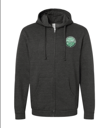 GSGI Raygun Zip-Up Hoodie, Gray w/ Green Logo